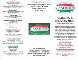 Candicci's Restaurant and Bar Catering Menu